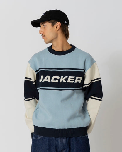 OLYMPICO KNIT CREWNECK - BLUE - JACKER