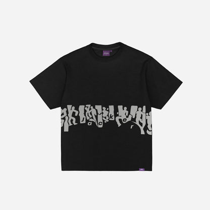 MIRROR MAZE GARMENT DYED CROP T-SHIRT - BLACK
