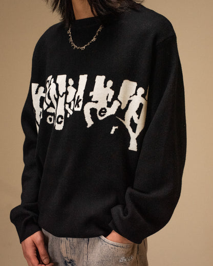 MIRROR MAZE SWEATER - BLACK