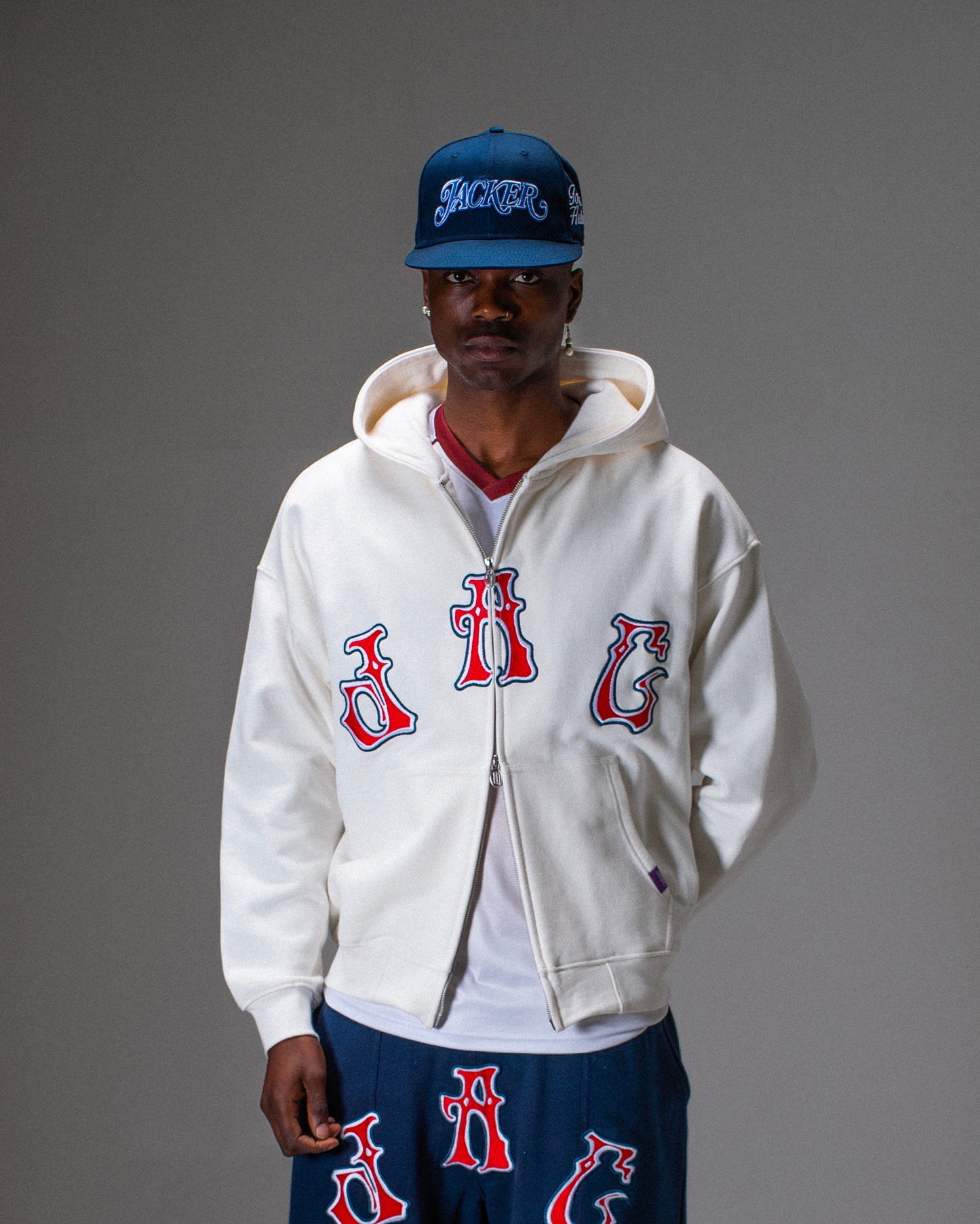 PALS FONT HOODIE ZIP WHITE