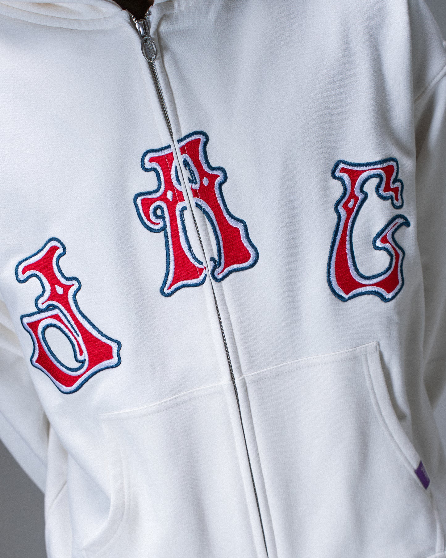 PALS FONT HOODIE ZIP WHITE