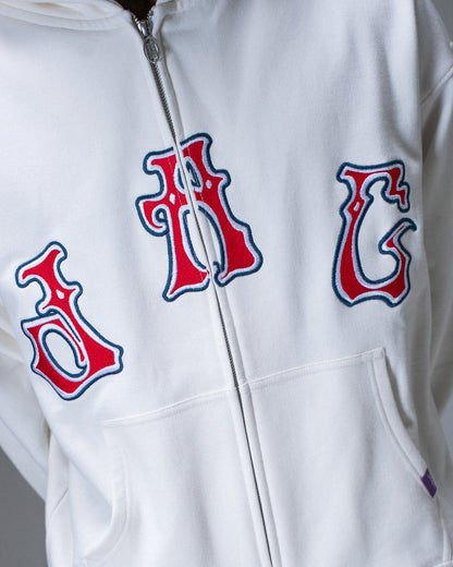 PALS FONT HOODIE ZIP WHITE