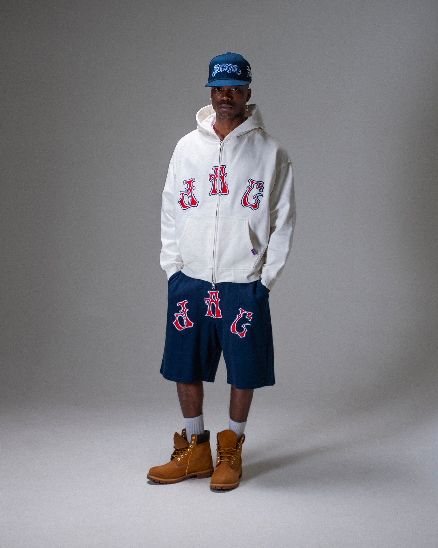PALS FONT HOODIE ZIP WHITE