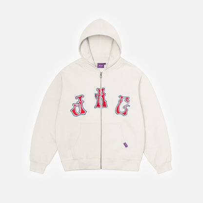 PALS FONT HOODIE ZIP WHITE