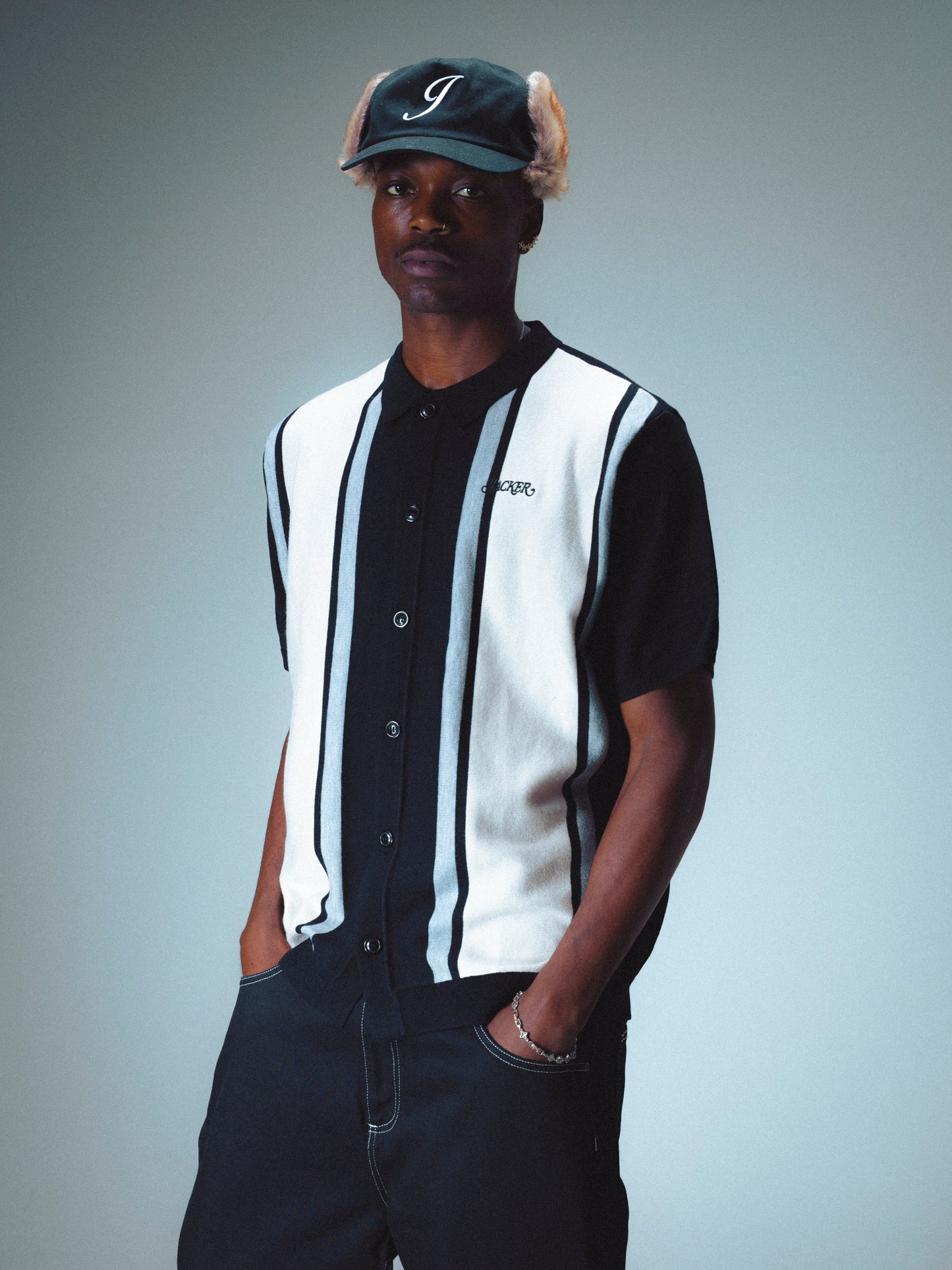 GRANDPA CARDIGAN SHIRT - BLACK