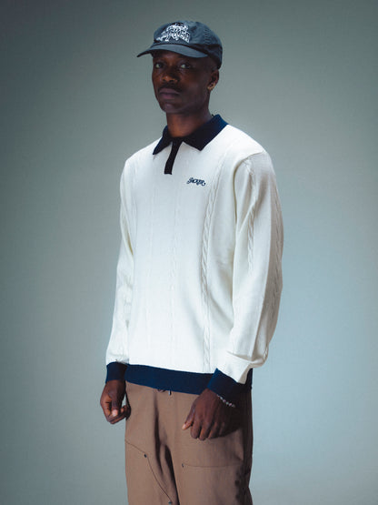 CLOSING TIME KNIT POLO - BEIGE