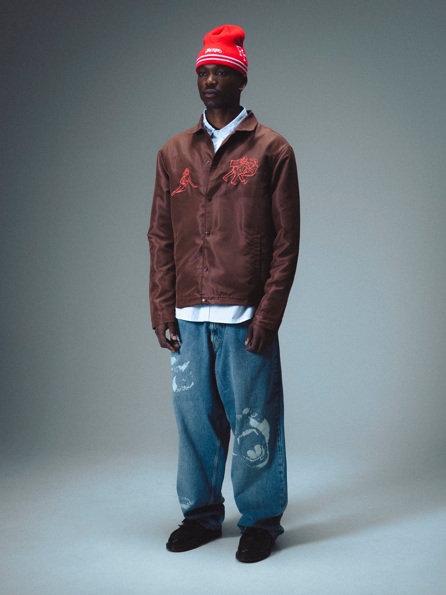 ROMANTIC FIGHT COACH JACKET - BROWN