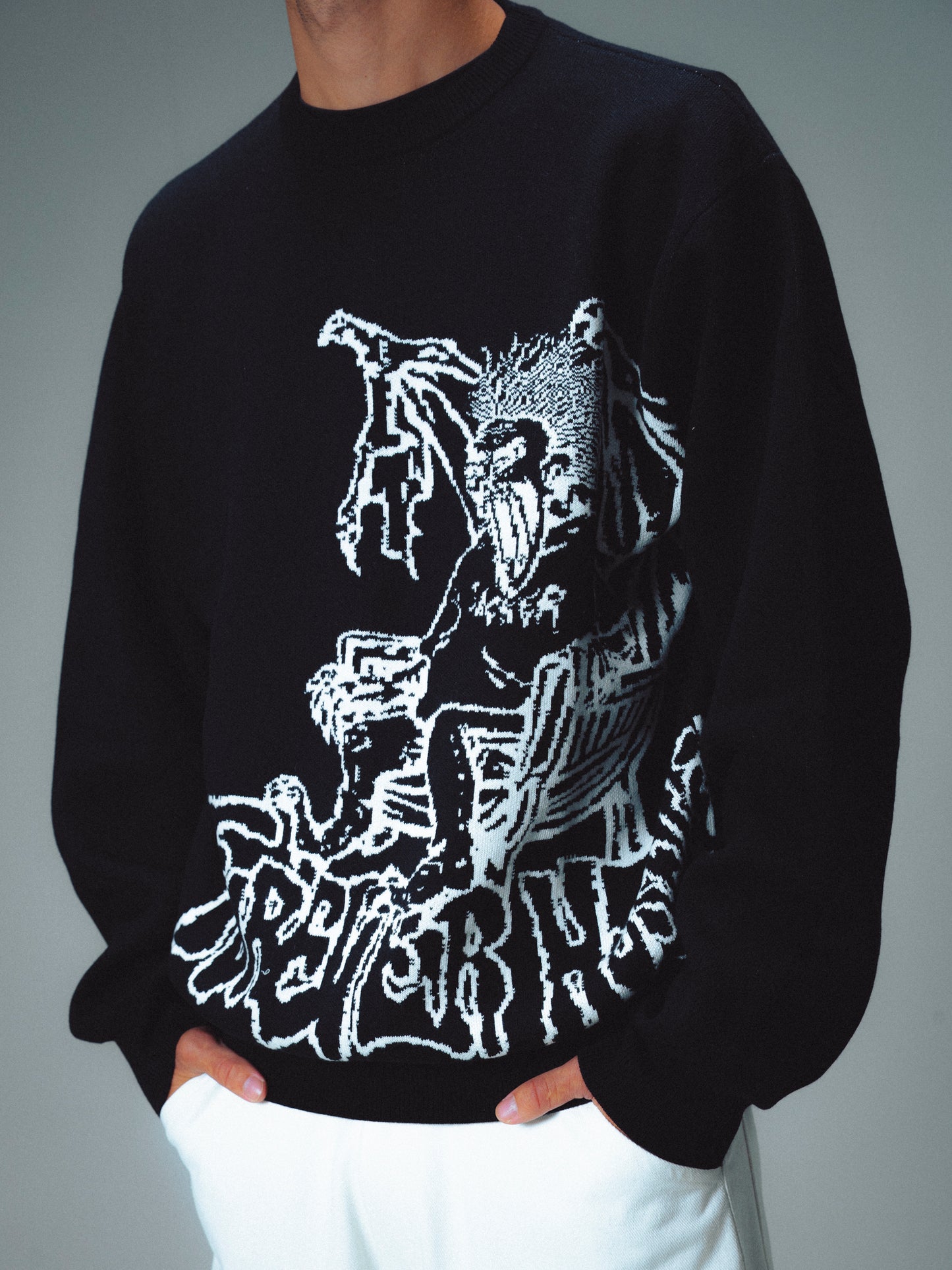 KAREN KNIT CREWNECK - BLACK