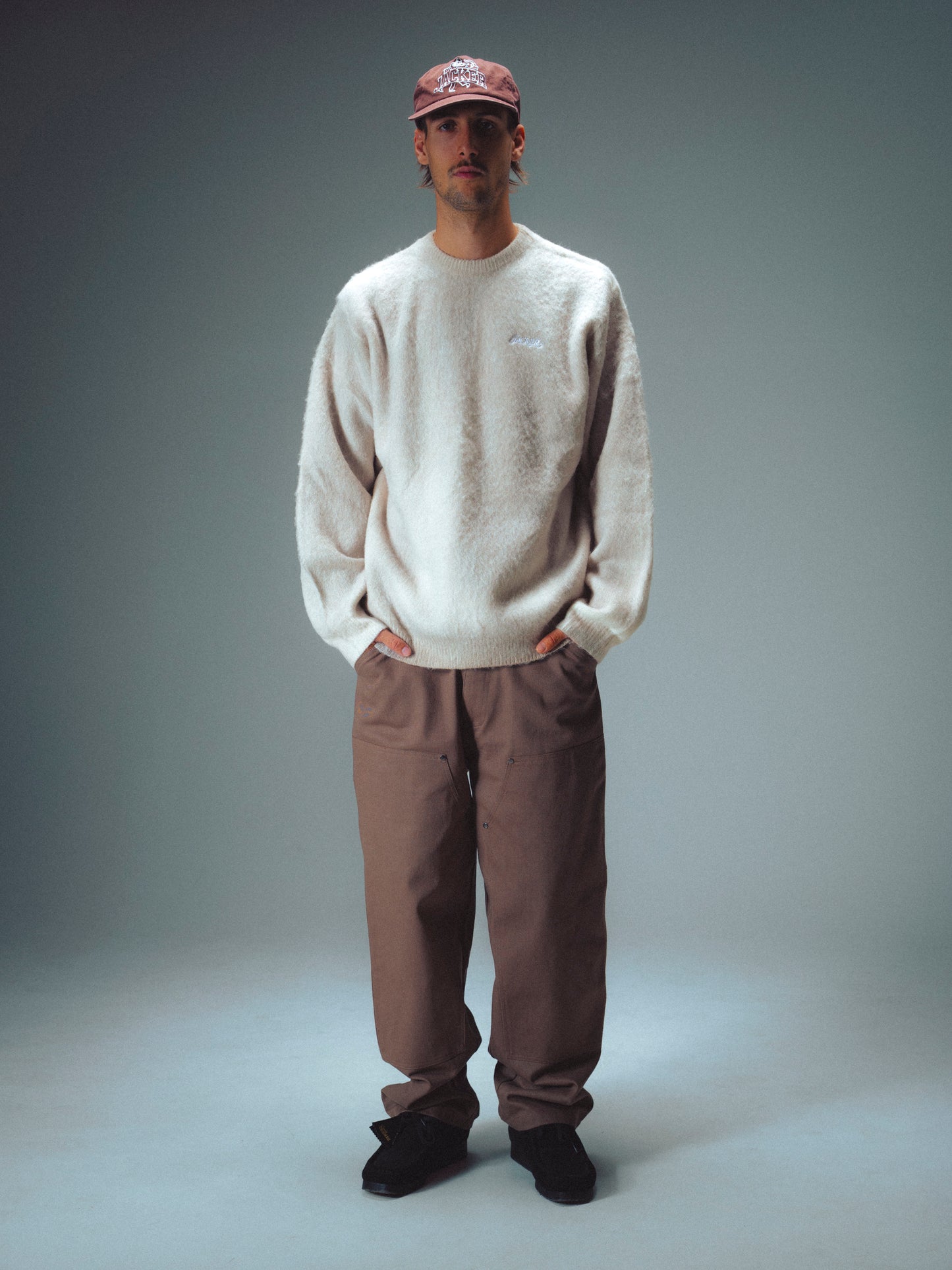 BLUR MOHAIR CREWNECK - BEIGE