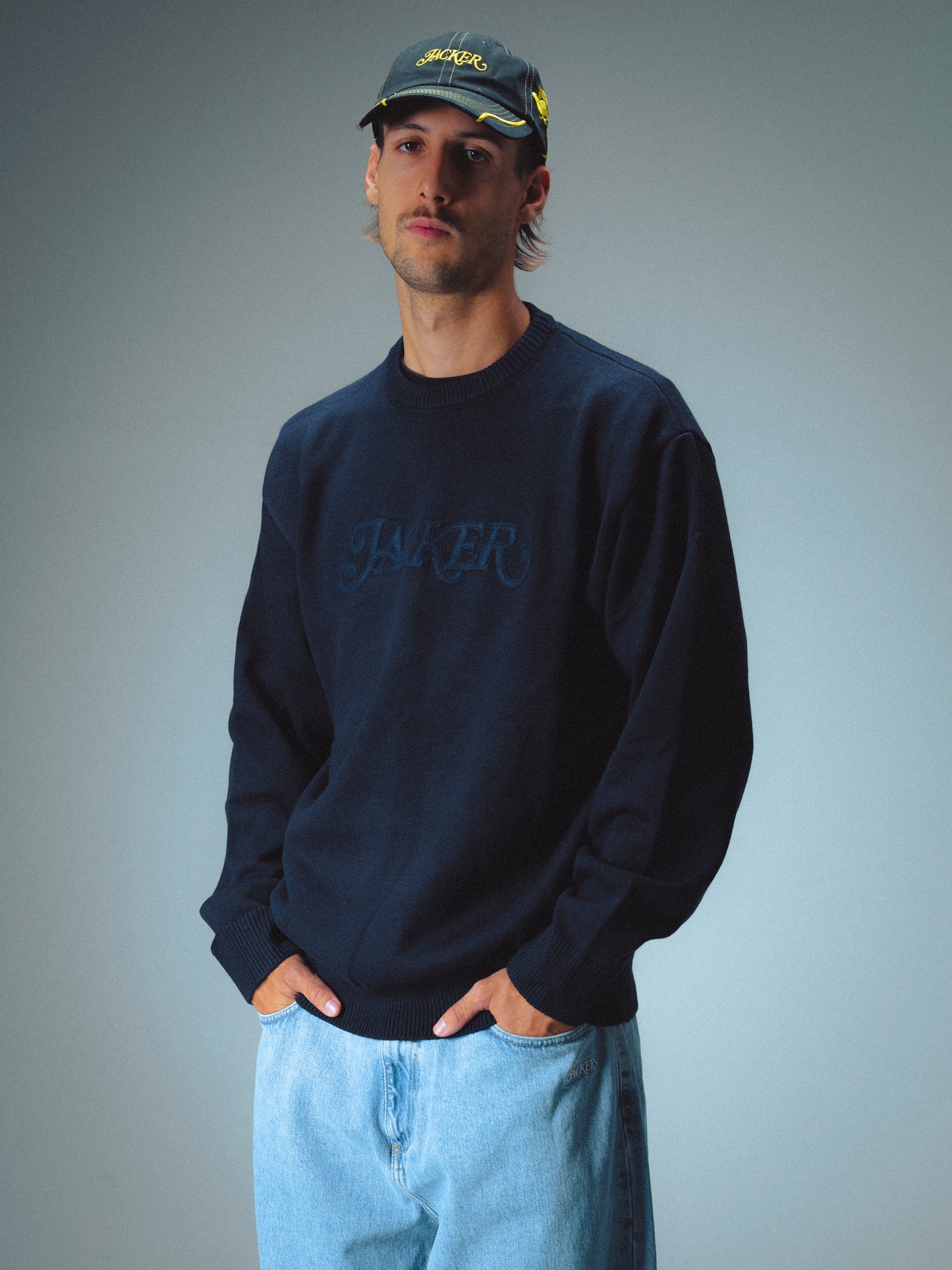 CLASSIC FELT KNIT CREWNECK - NAVY