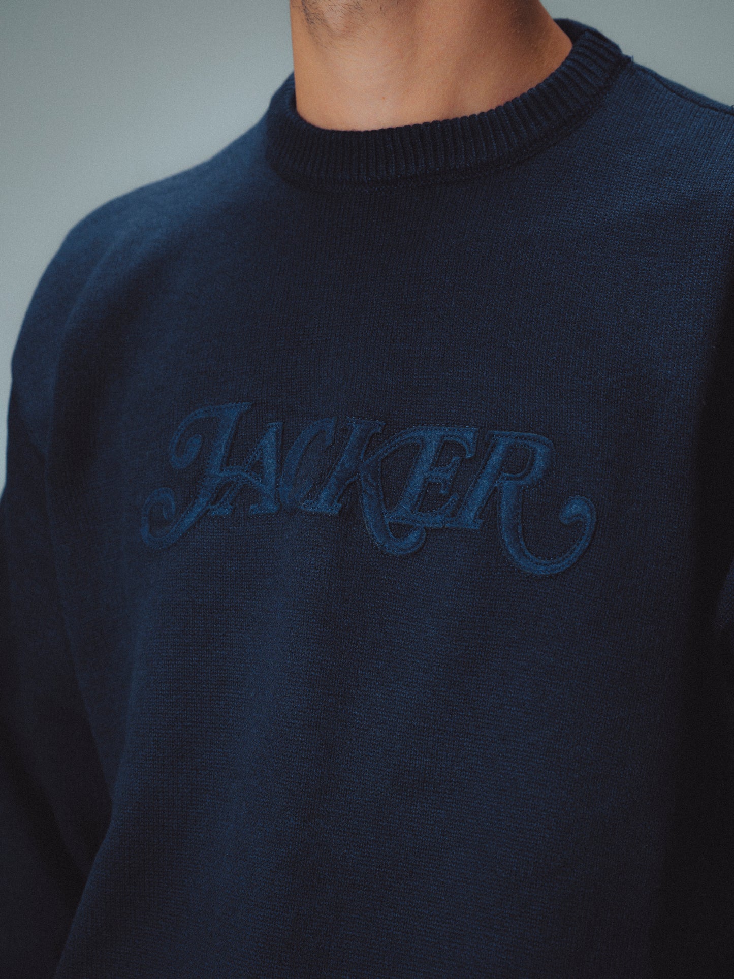 CLASSIC FELT KNIT CREWNECK - NAVY