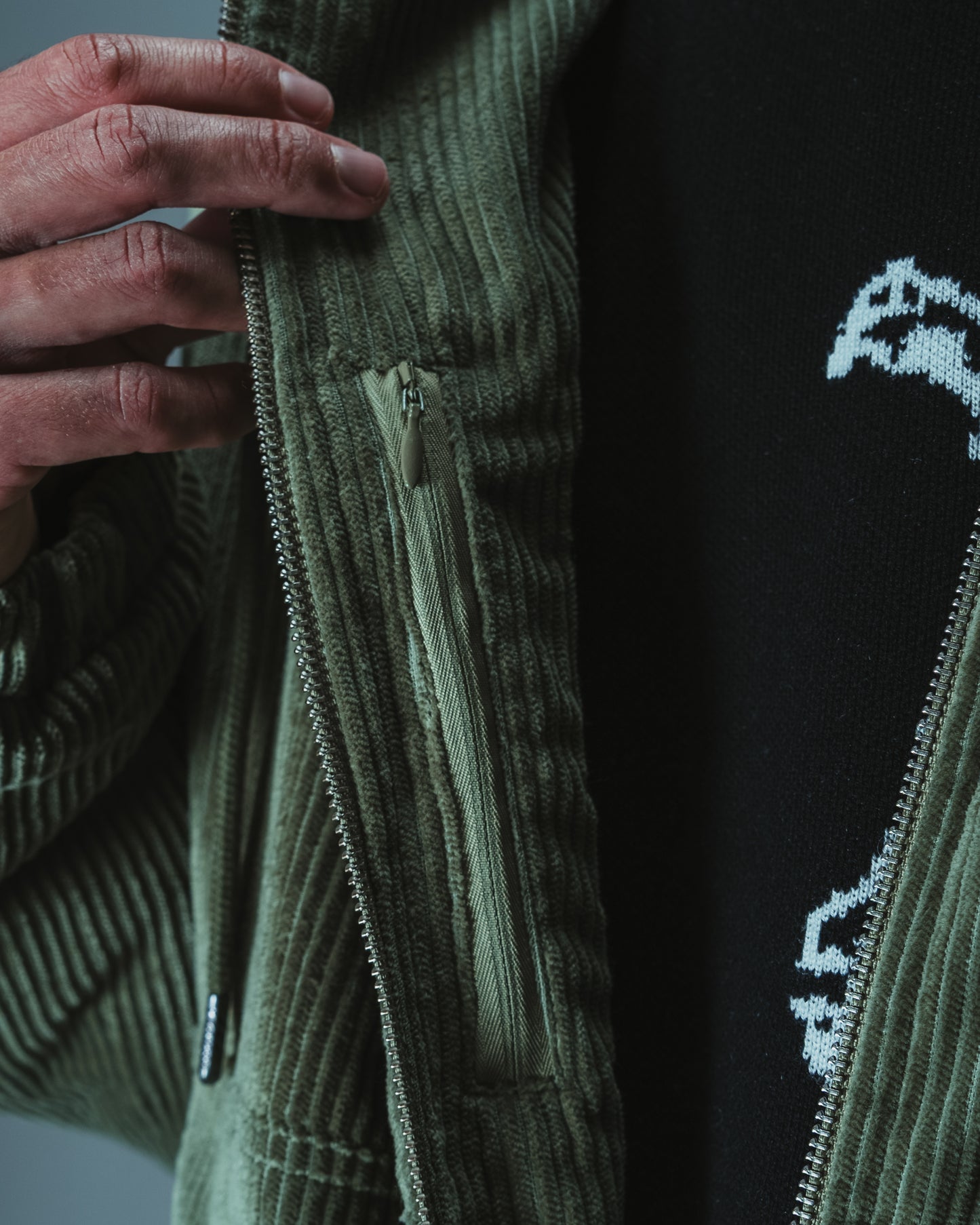 HOOD CORDUROY JACKET - GREEN