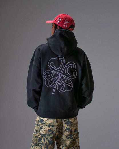 RED CLOVER HOODIE BLACK