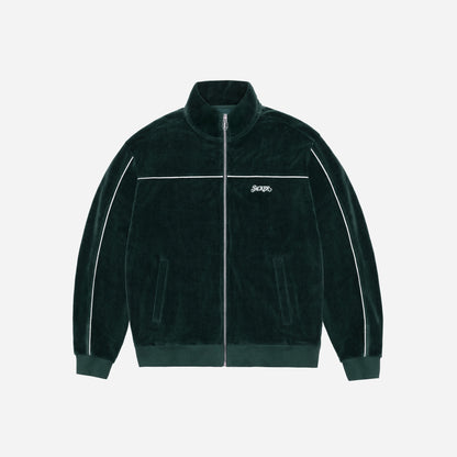 REFLECTIVE VELVET ZIPPER JACKET - GREEN