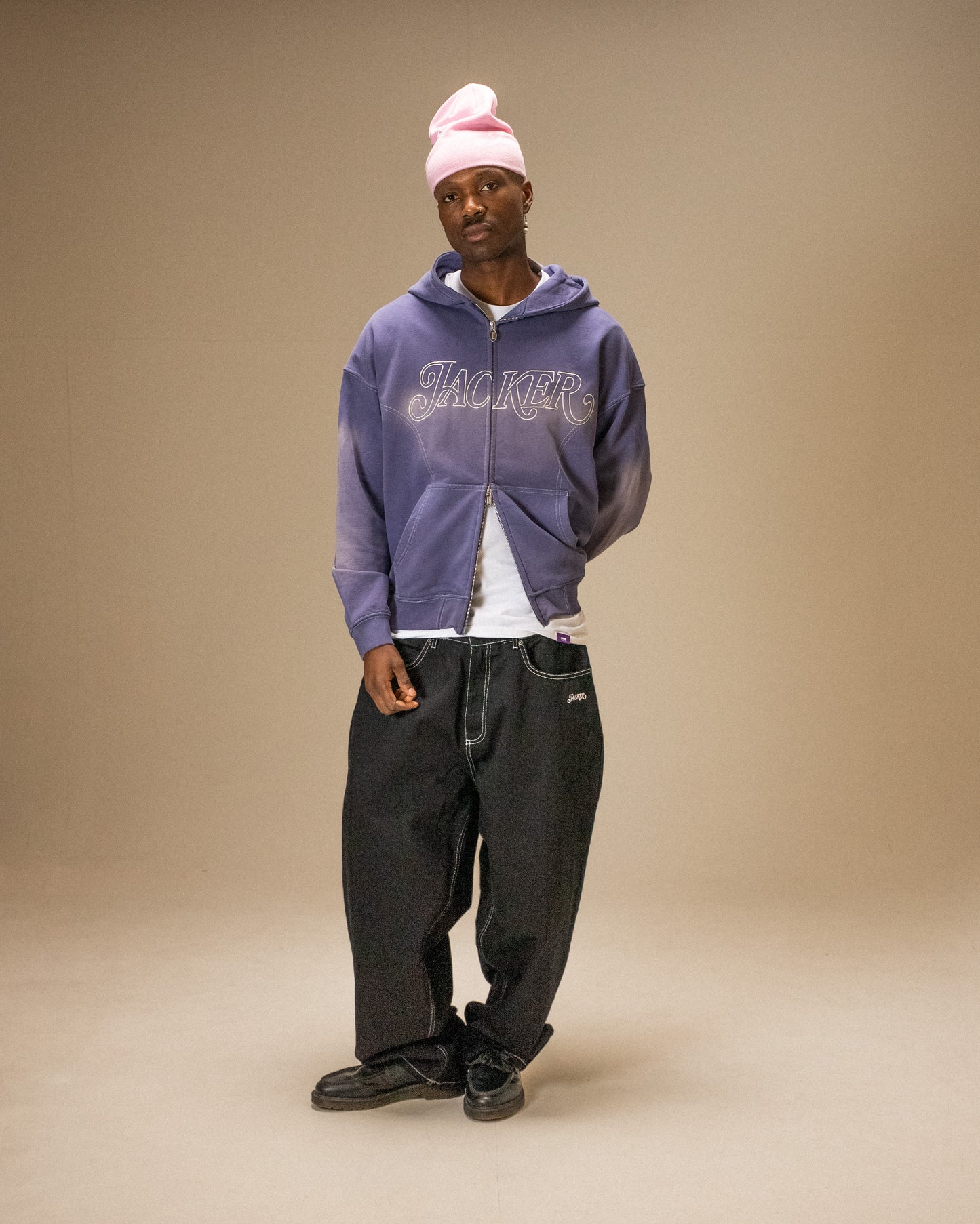 ROUGH GARMENT DYED PREMIUM HOODIE ZIP - BLUE