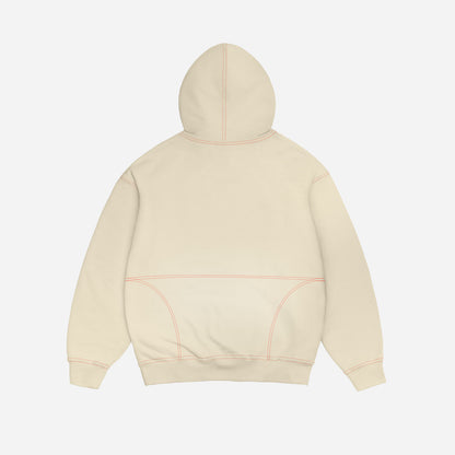 ROUGH GARMENT DYED PREMIUM HOODIE ZIP - BEIGE