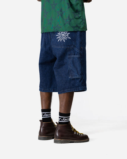 PANTALONES CORTOS ANCHOS DE MEZCLILLA DE CARPINTERO - AZUL