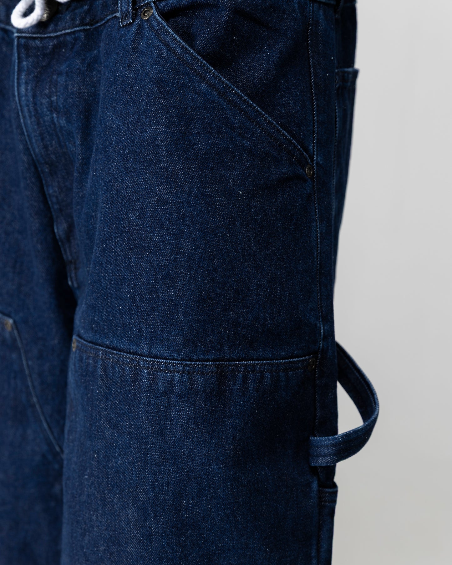 PANTALONES CORTOS ANCHOS DE MEZCLILLA DE CARPINTERO - AZUL