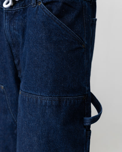 PANTALONES CORTOS ANCHOS DE MEZCLILLA DE CARPINTERO - AZUL
