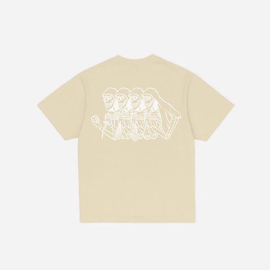 SKELETON GARMENT DYED T-SHIRT CROP BEIGE