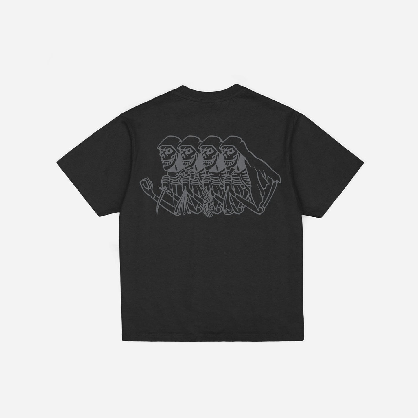 SKELETON GARMENT DYED T-SHIRT CROP BLACK