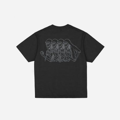 SKELETON GARMENT DYED T-SHIRT CROP BLACK