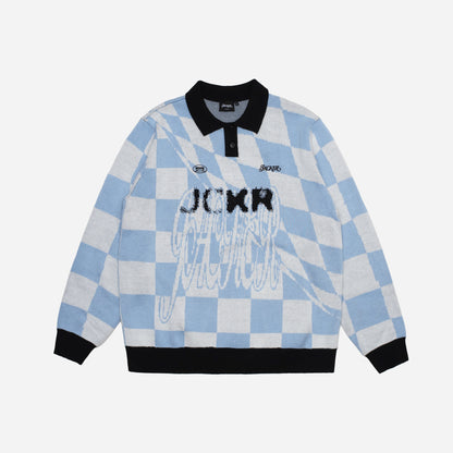 SQUARE KNIT POLO - BLUE