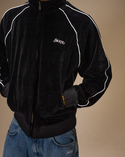 VELVET REFLECTIVE TRACK JACKET - BLACK