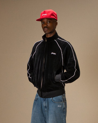 VELVET REFLECTIVE TRACK JACKET - BLACK