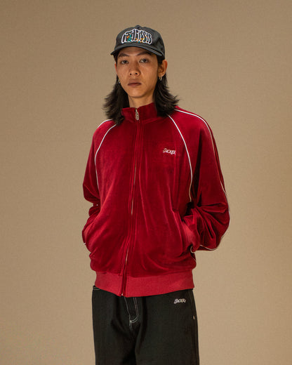 VELVET REFLECTIVE TRACK JACKET - RED