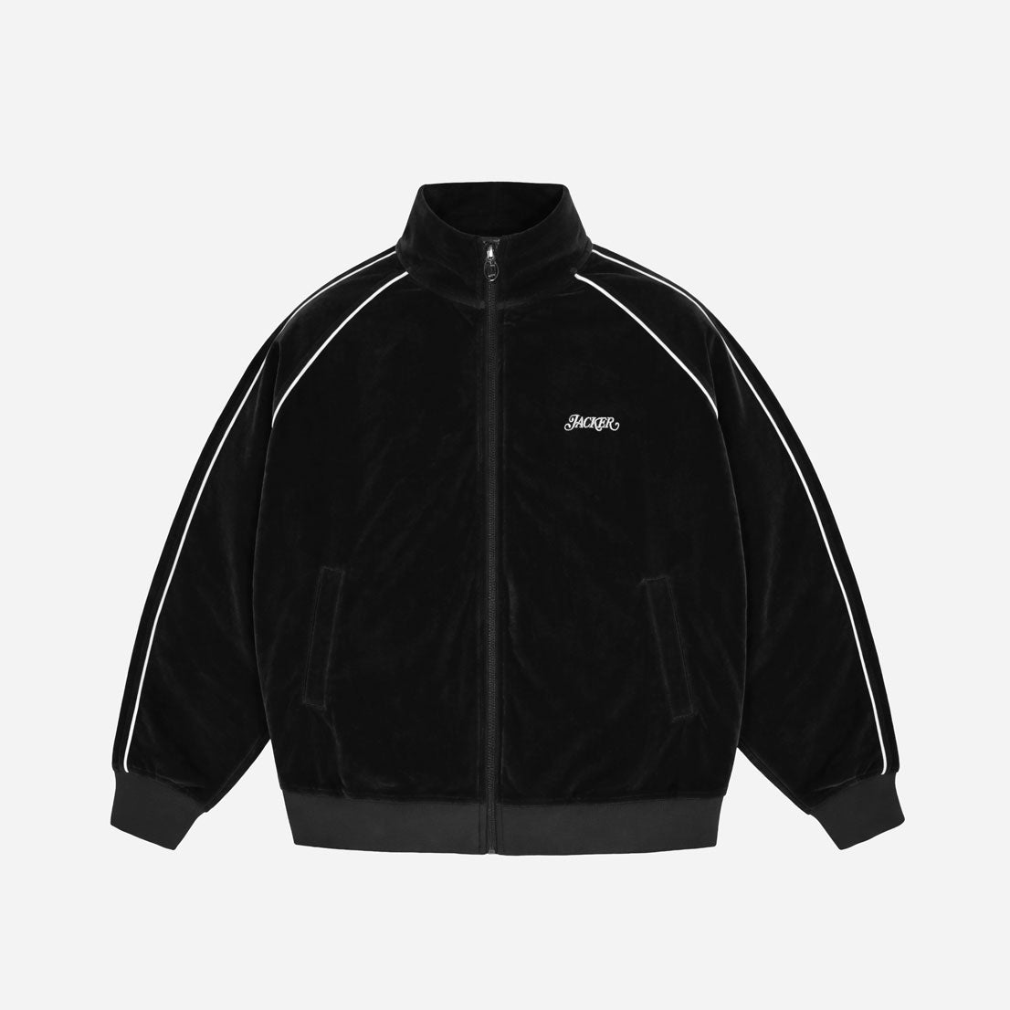 VELVET REFLECTIVE TRACK JACKET - BLACK