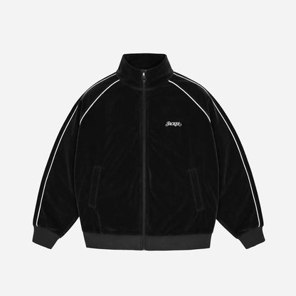VELVET REFLECTIVE TRACK JACKET - BLACK