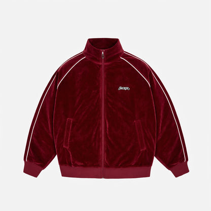 VELVET REFLECTIVE TRACK JACKET - RED