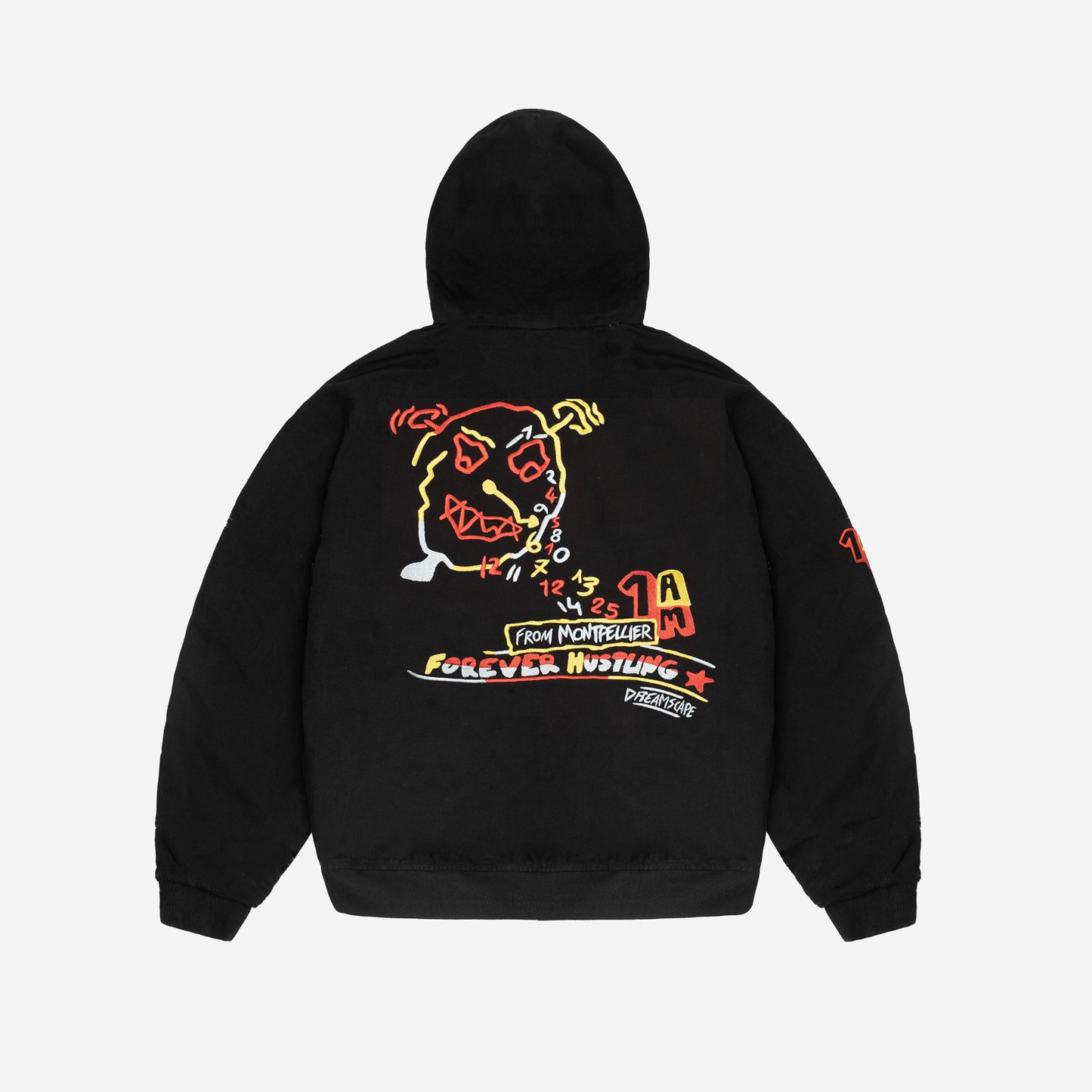 WAKE UP ! HOODED BOMBER - BLACK