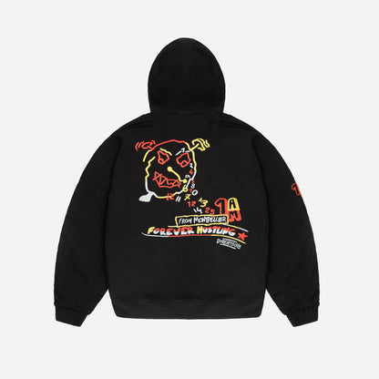 WAKE UP ! HOODED BOMBER - BLACK