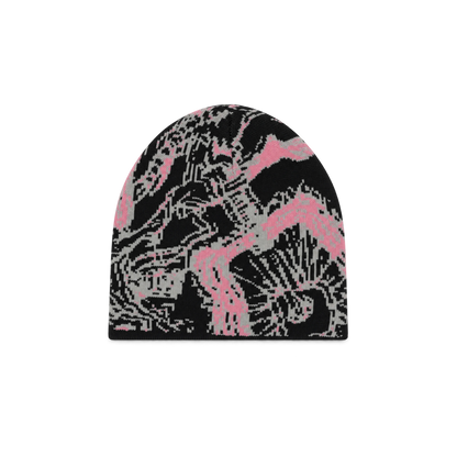 Bonnet Jacker jacquard Reckless noir et rose — vue de dos