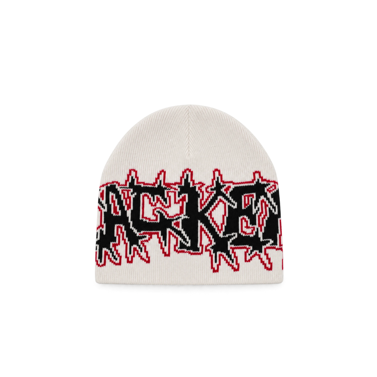 Bonnet Jacker jacquard Take Back Control blanc — vue de face