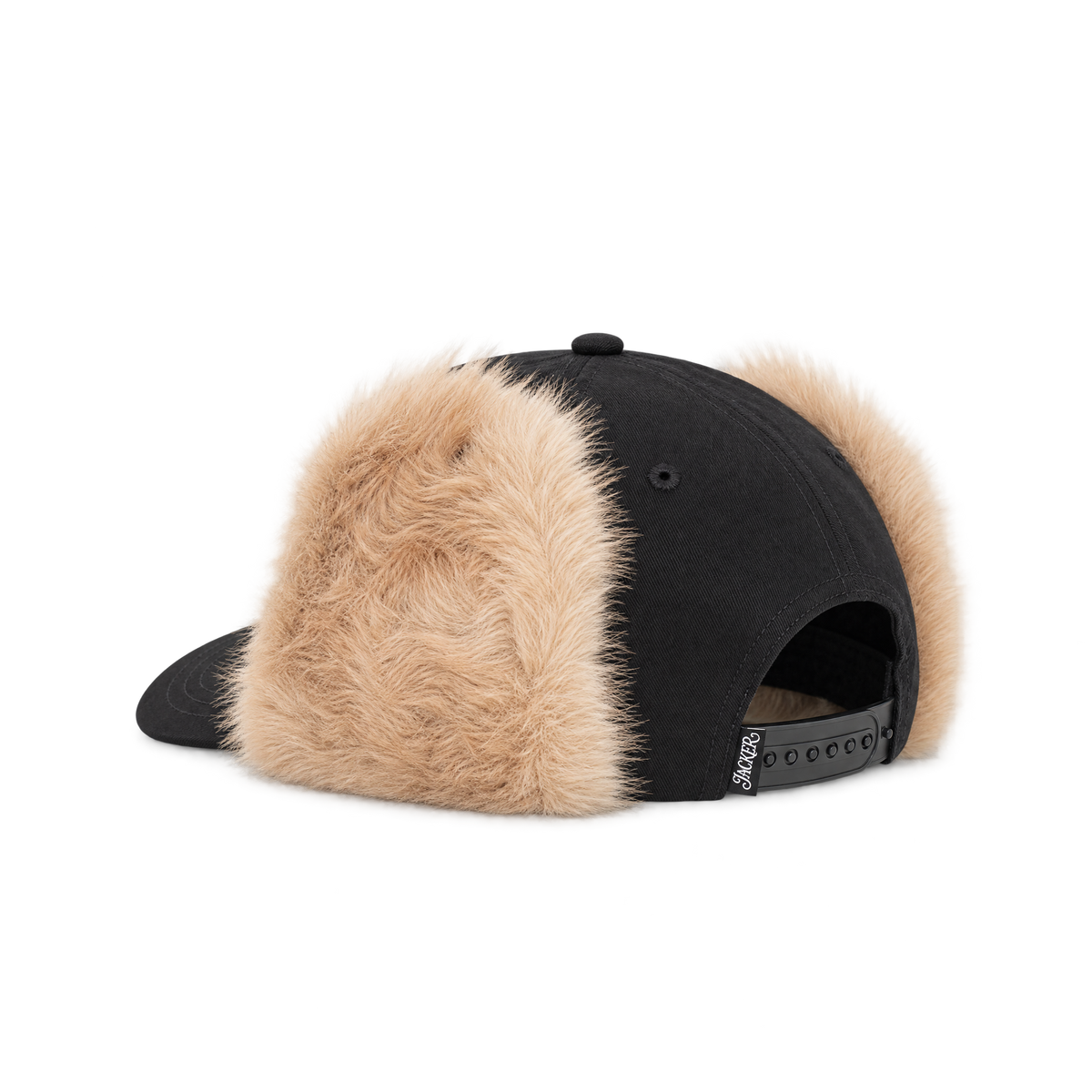 Casquette Jacker Flap Ear Snapback noire — vue de dos