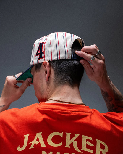 Casquette Jacker snapback MOF blanche — produit porté de dos
