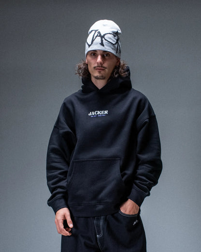Sweat à capuche Jacker Purple Potion Light noir — produit porté