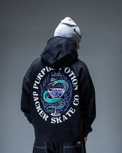 Sweat à capuche Jacker Purple Potion Light noir — produit porté de dos
