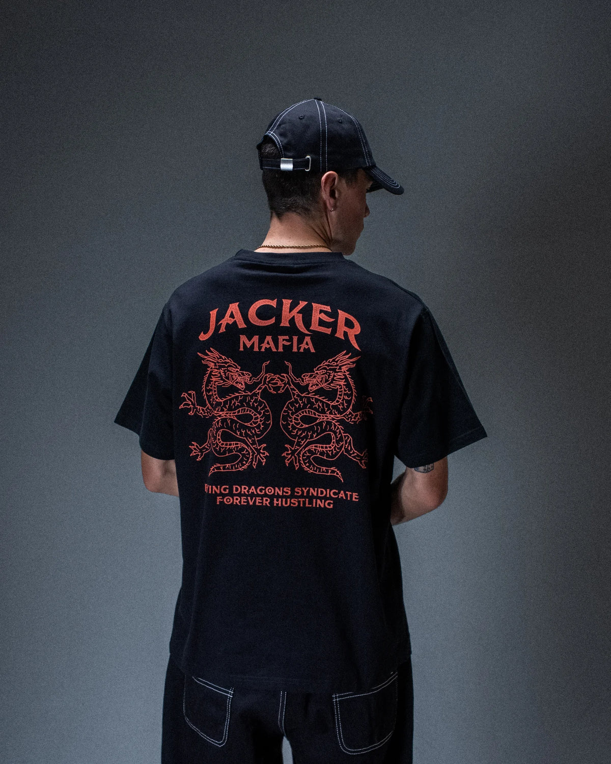 T-shirt Jacker Flying Dragons noir — produit porté de dos