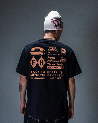 T-shirt Jacker Service noir — produit porté de dos