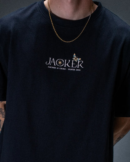 T-shirt Jacker Paradise noir — détail du produit porté
