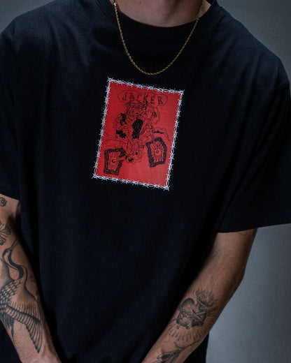 T-shirt Jacker Reckless Frame noir — détail du produit porté