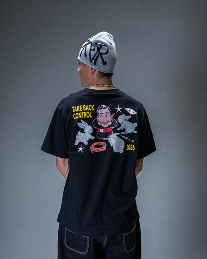 T-shirt Jacker Take Back Control noir — produit porté de dos