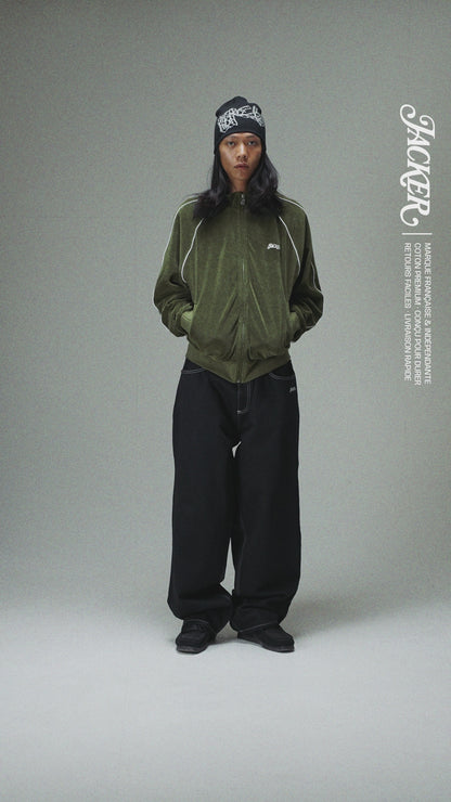 VELVET TRACK JACKET GREEN
