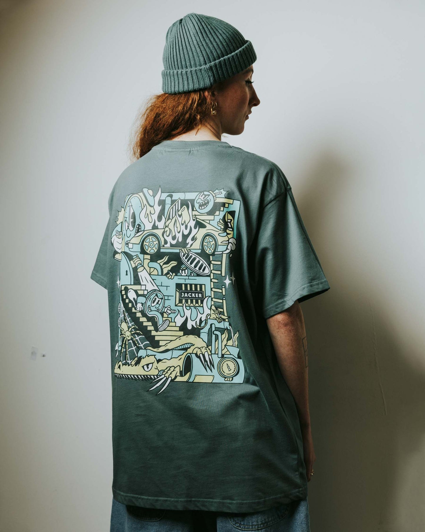 TEAM LOGO - SHORT BEANIE - GREEN